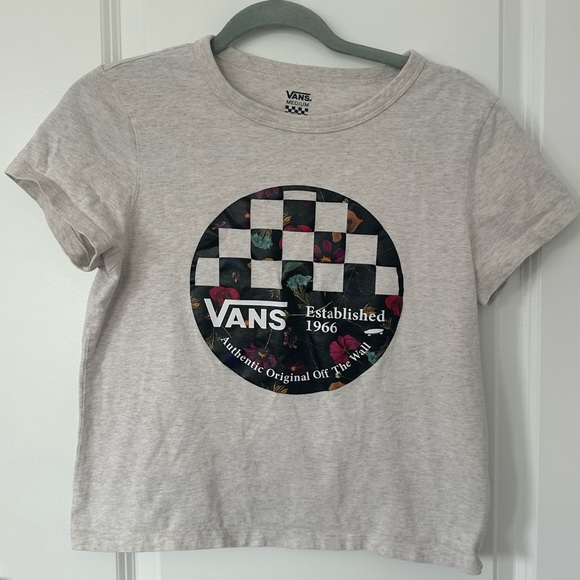Vans Women’s Gray Floral Graphic Crop Top Short sleeve T shirt - Picture 1 of 3